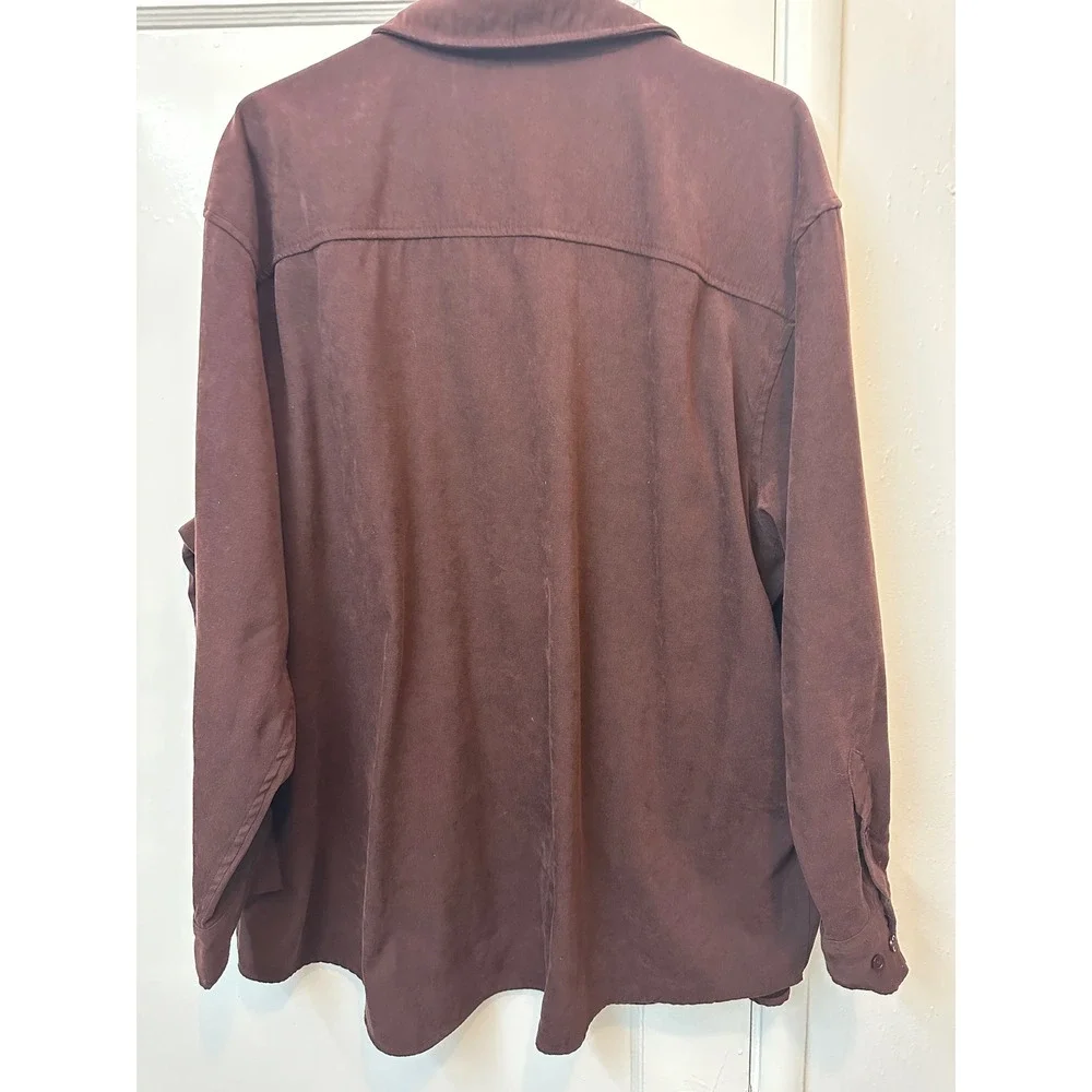 Disney Winnie the Pooh Bee Friends Brown Faux Suede Button Down Shirt Womens 2X - Picture 4 of 4